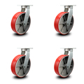 Service Caster 10 Inch Extra Heavy Duty Red Poly on Cast Iron Wheel Swivel Caster, 4PK SCC-KP92S1030-PUR-RS-4
